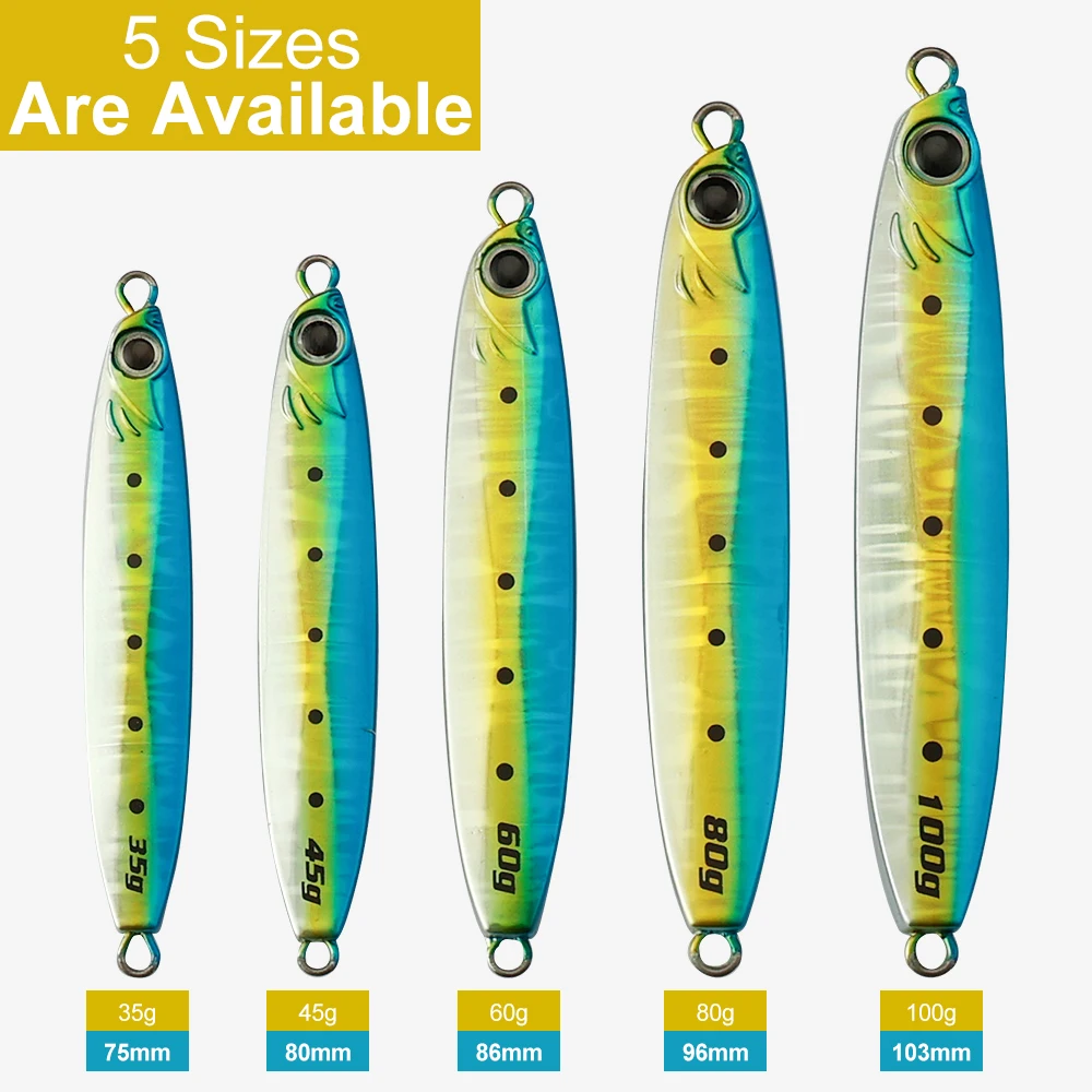 Metal Jig 60g Fast Drop Slow Pitch Jigs Metal Jig Flutter Swimmer in 35g 45g 60g 80g 100g for Sea Fishing