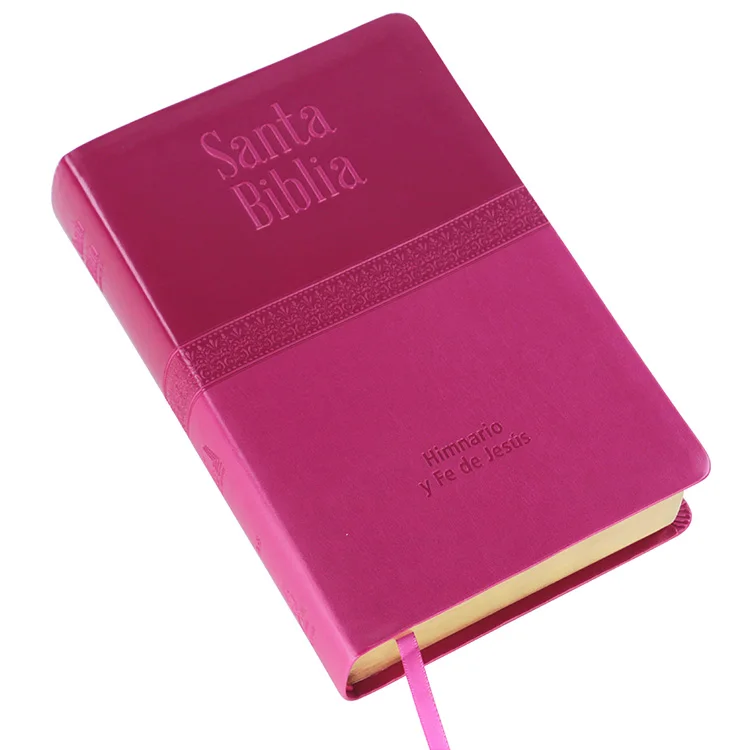 Santa biblia Reina Valera 1960 bible printing service customized PU leather spanish bible with gold edges