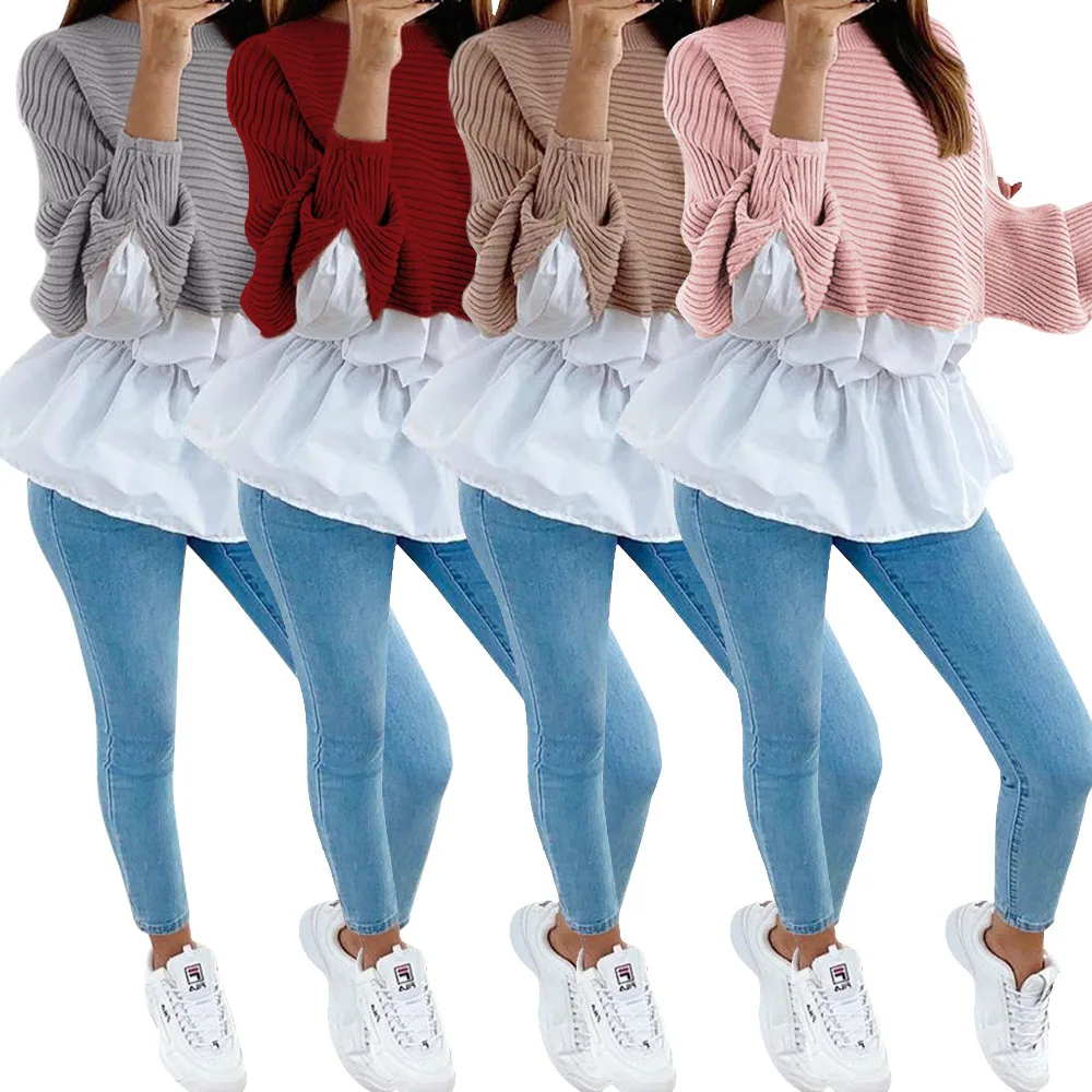 2021 New women patchwork sweaters casual spring clothing