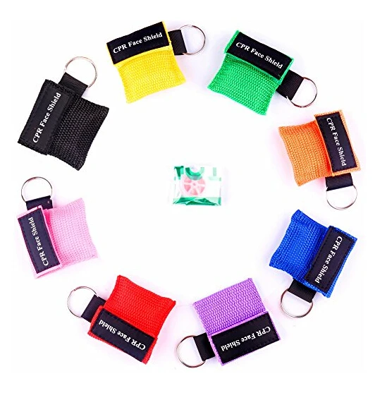 Mini Cpr Emergency Face Shield with One-way Valve Breathing Accept Custom logo CPR Mask Key chain shields key ring