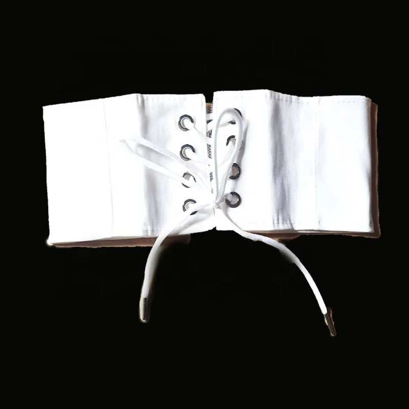 Straps Knotted Bow Wide Belts Corset Black White Elastic Women Waist Belts Ladies Waistband for Dress