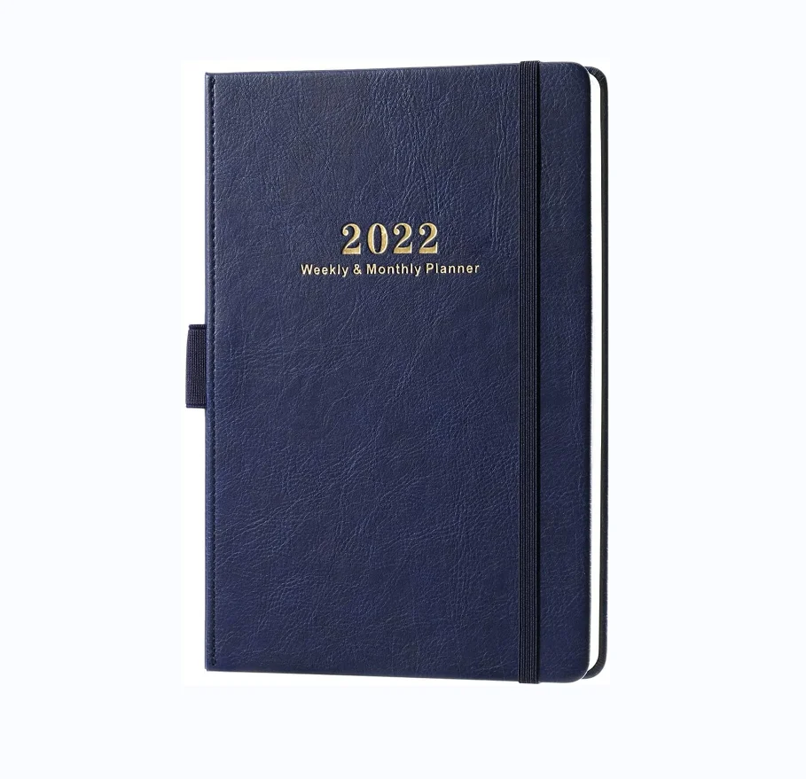 2022 Weekly Monthly Planner with Calendar pu leather journal notebook with elastic band