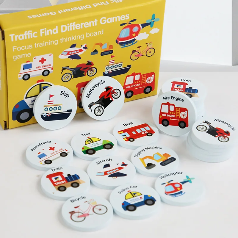 Educational toy Memory Exercise Wood Chip Learning Number Cognition Cartoon Digital Matching Memory Find same toy