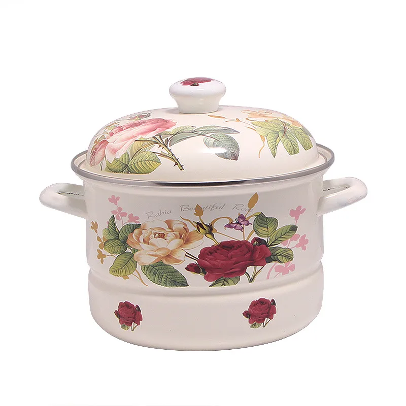 Customized Logo American Style Ceramic Steamer Pot with Sustainable Enamel Lid High Quality Customized Logo
