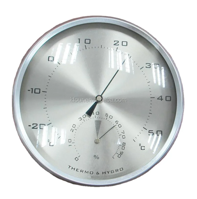Metal weather station accessories with barometer thermometer hygrometer and clock mechanism movement