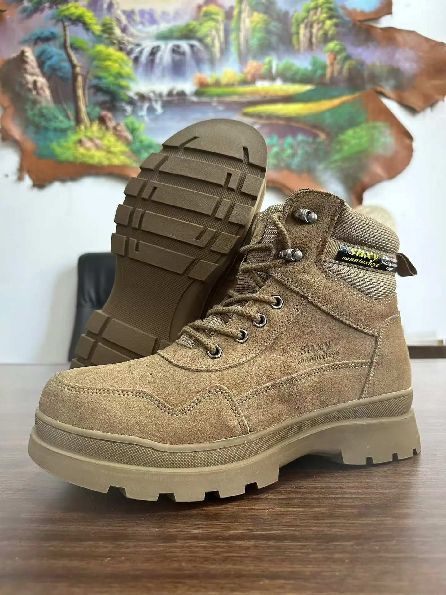 Genuine Leather Fashion Men Boots Wool Lining Rubber Outsole Snow Boots Mid-top Designer Snow Boots