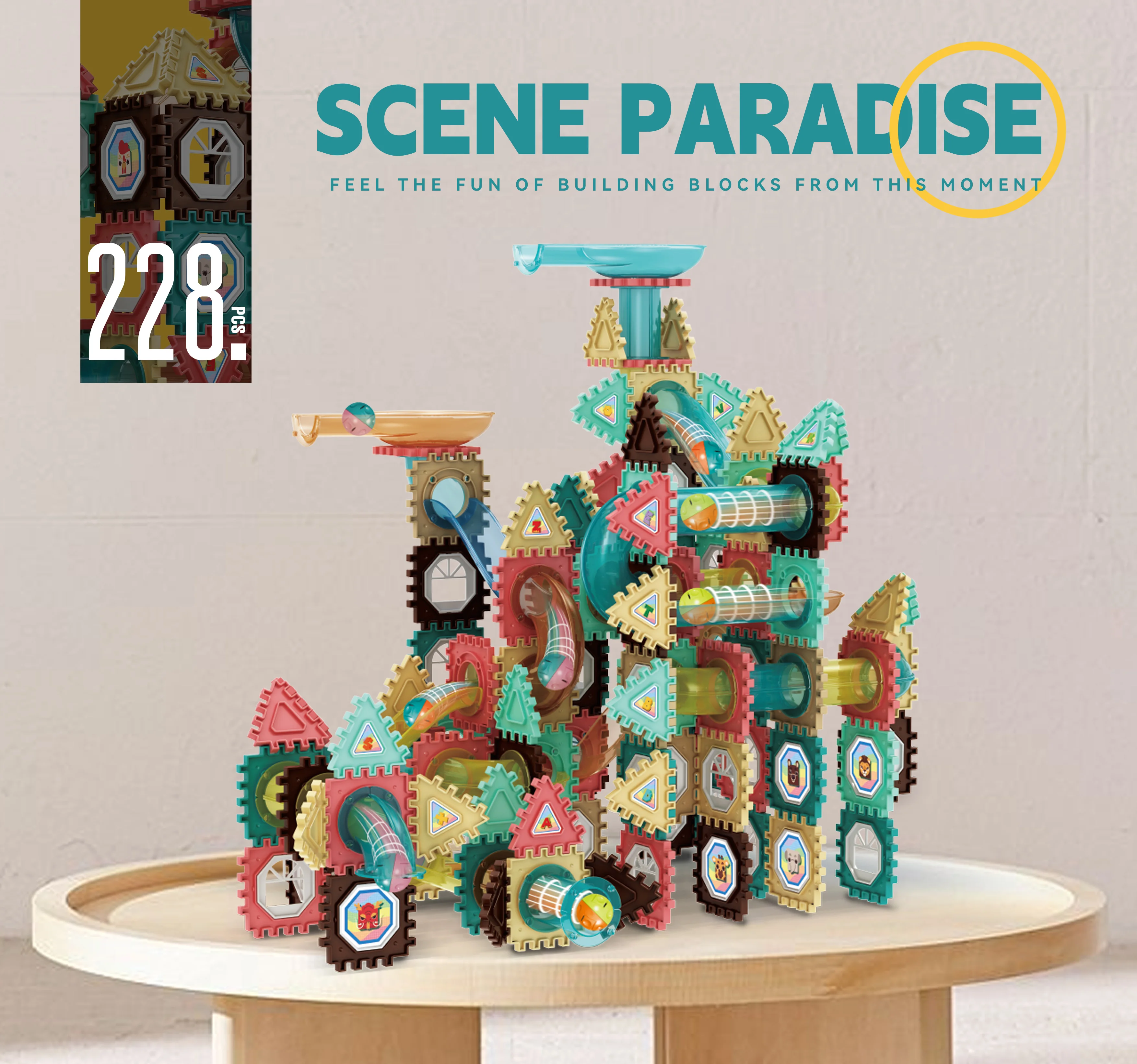 228 PCS STEM Building Toys Marble Runs Track Building Blocks DIY Educational OEM ODM Learning Toys for Kids