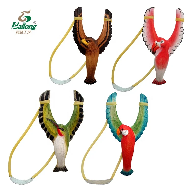 New design bird shape kids toy wooden slingshot