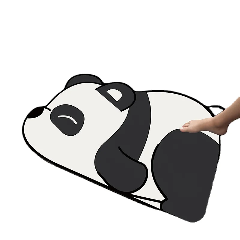 Panda Strong Absorbent Bath Mat Non Slip Diatom Mud Floor mat for Bathroom Animal Bath Mat