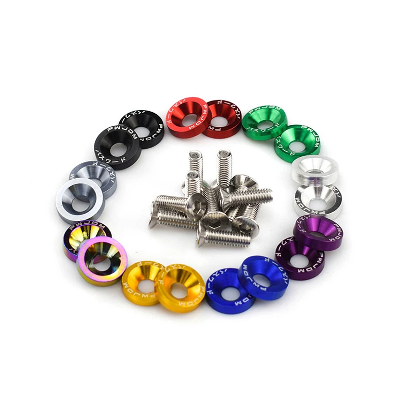 CNC  Countersunk Washers Aluminum  M5 M6 M8 JDM Modification  Fender Washer With Bolt
