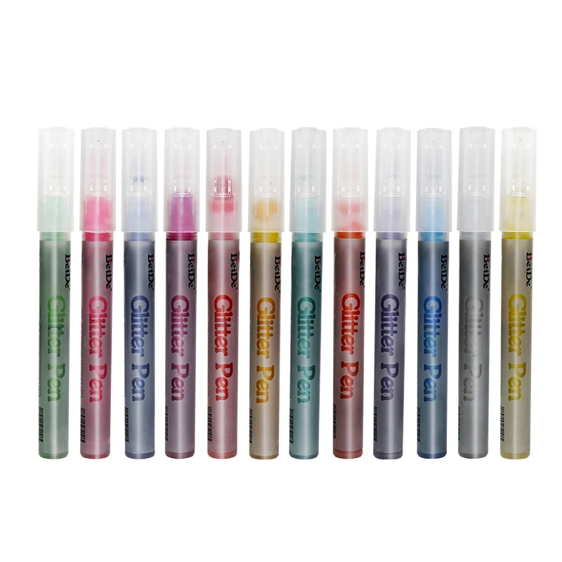10 Assorted Beautiful shimmering Colors pigment ink valve-action glitter paint marker pen