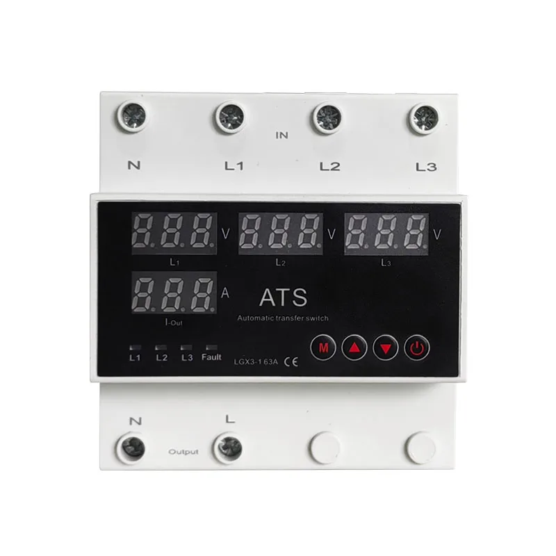 New design 3P over and under voltage protection adjustable ats 220V 63 amp changeover switch price