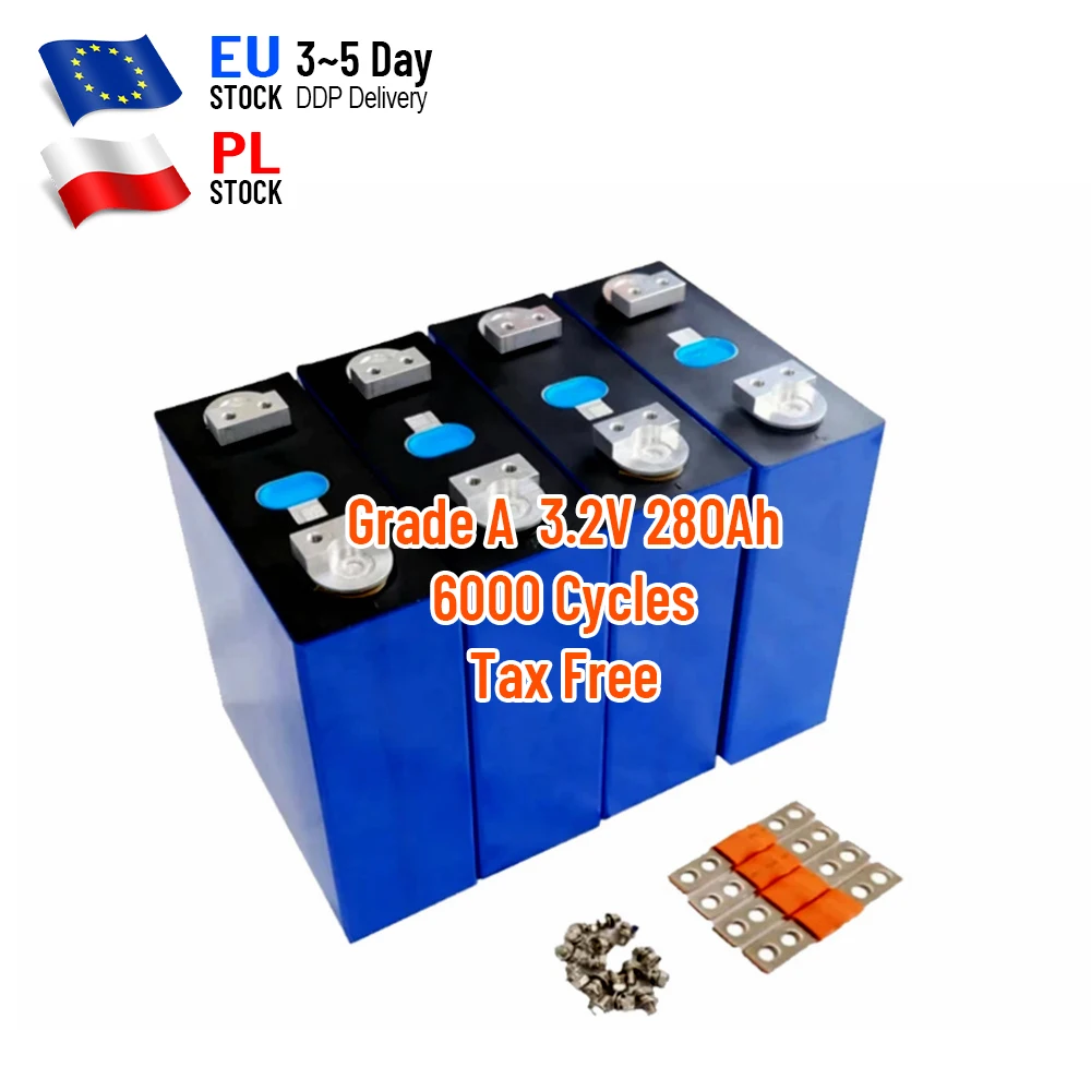 Fast shipment EU PL 3.2V EVE 280ah original grade A lifepo4 battery cells  double hole stud  free shipping to EU