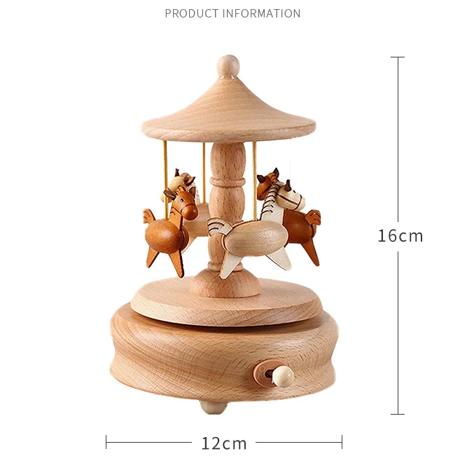 Mumoni Classical 18 tones Merry-go-round horse musical box perfect home decor gift Carousel music box for friends