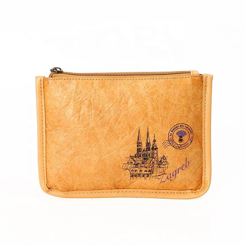 Factory custom durable coin  purse brown wallet  daily life  storage bag Tyvek  paper  waterproof  wallet