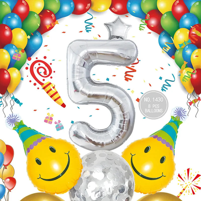 
Wholesale new 18 inch latex foil number silver balloons decoration for kids birthday balloons 