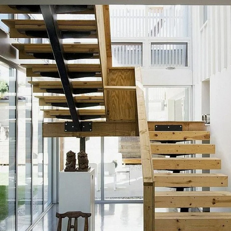 Металлическая деревянная лестница с прямым позвоночником, цена и деревянная лестница, индивидуальная Настройка для помещений или улицы