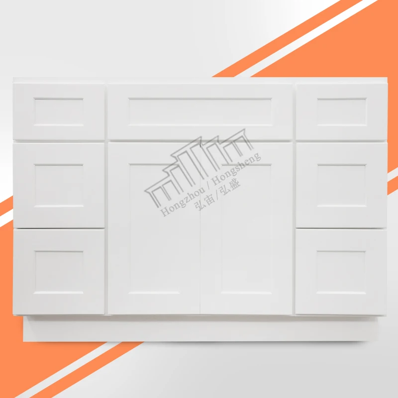 In Stock American Style Bathroom Vanity For US Apartment Favorable Price VSD4821 Wooden Vanity Sink Cabinets With 6 Drawers