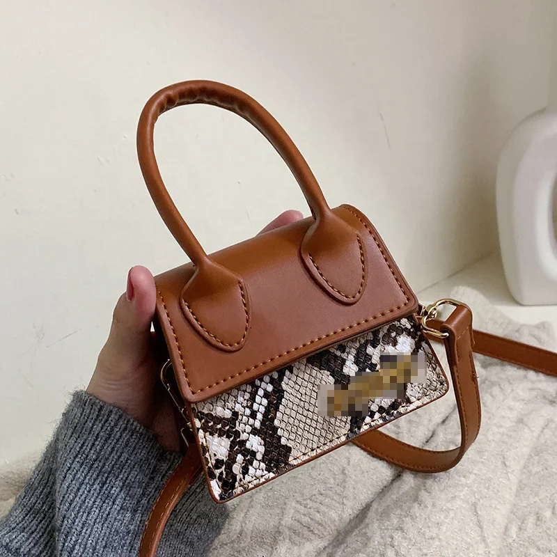 
2021 Wholesale Girls Hand Bag New Fashion Simple Shoulder Crossbody Snake Skin Ladies Design Handbags Women Purses 