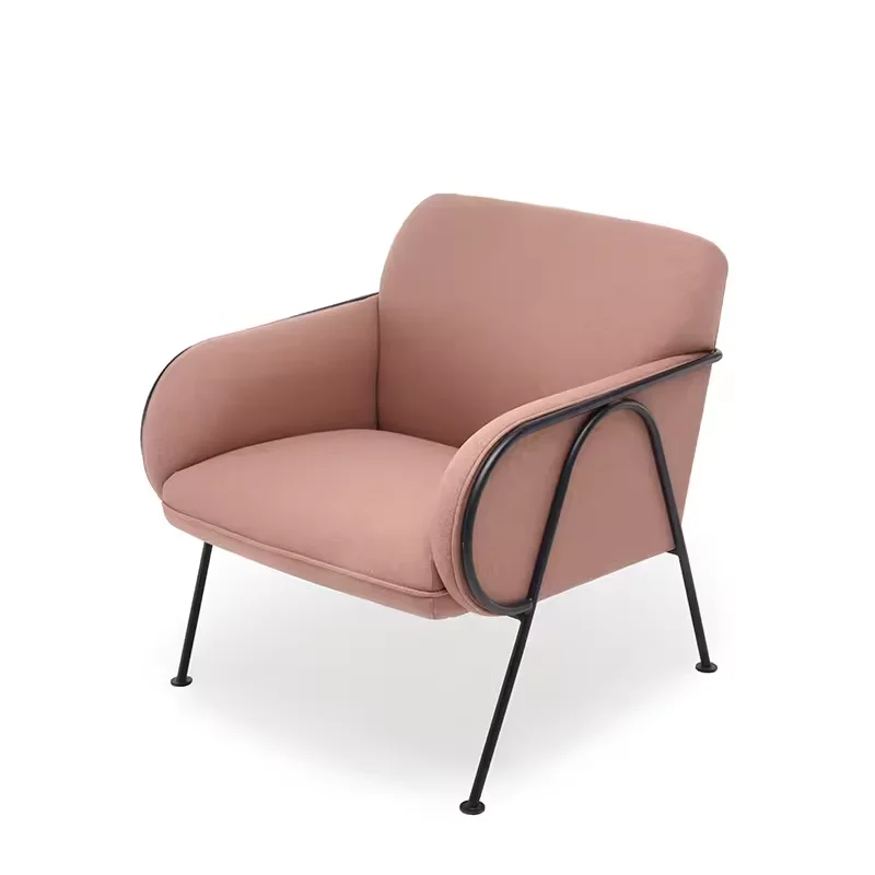 Nordic modern minimalist solid wood curved armchair lounge chair Metal chair legs ergonomic chairs for library living room