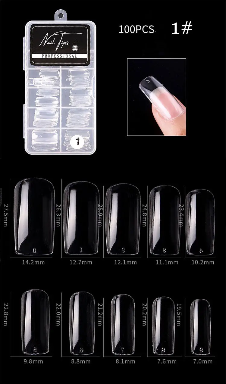 Wholesale Nail Tips Long Transparent Frosted Artificial Nail Tips Half Cover Extended False Nails