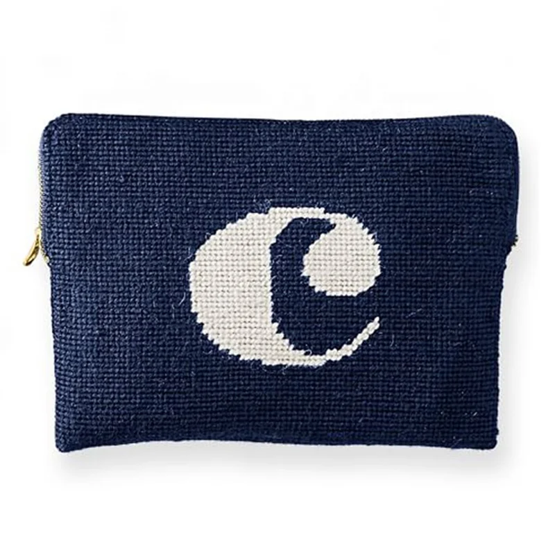 Personalized Initial Needlepoint Clutch Wallet Custom