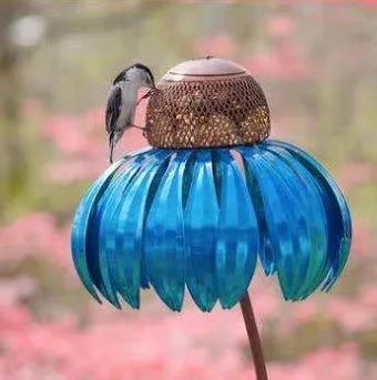 
Amazon hot selling bird feeder new fashion Garden flower metal bird feeder Sensation Pink Coneflower Outdoor Bird Feeder 