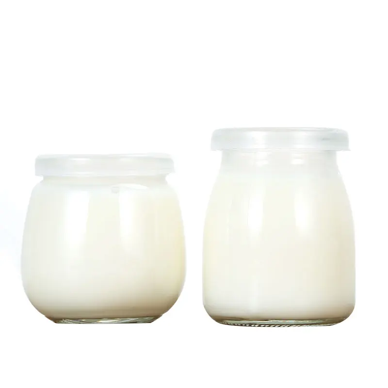 
Clear 200Ml Food Canning Bottle Milk Pudding Candy Glass Jars With Plastic Vacuum Seal Lids 
