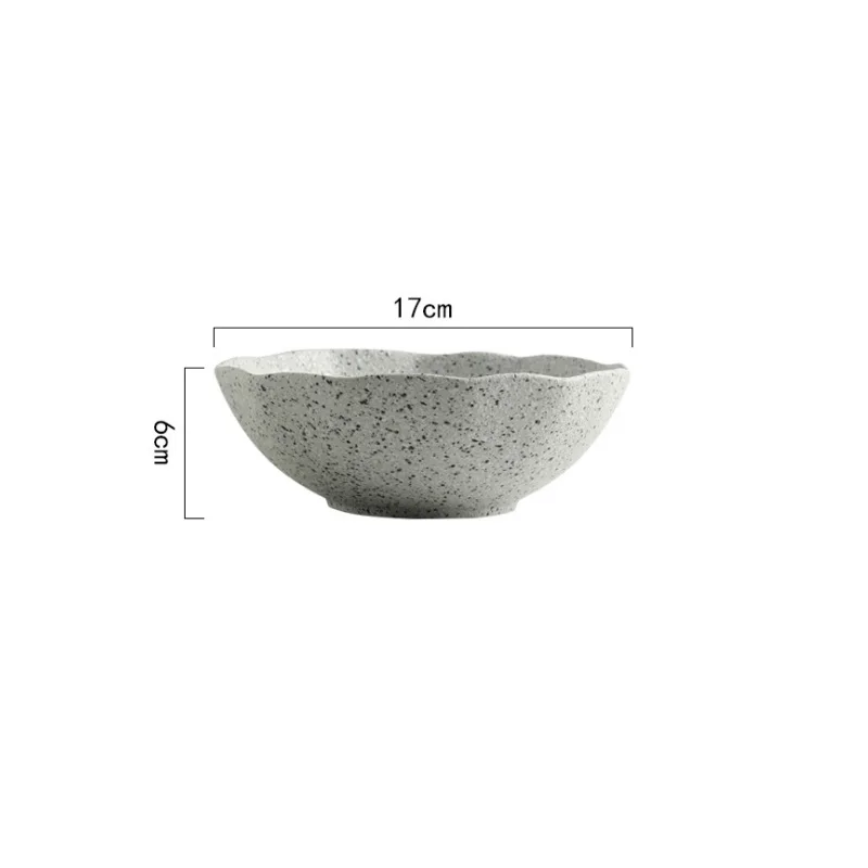 Household Kitchenware Ceramic Granite Grain Plate and Bowl Set Flounce Tableware
