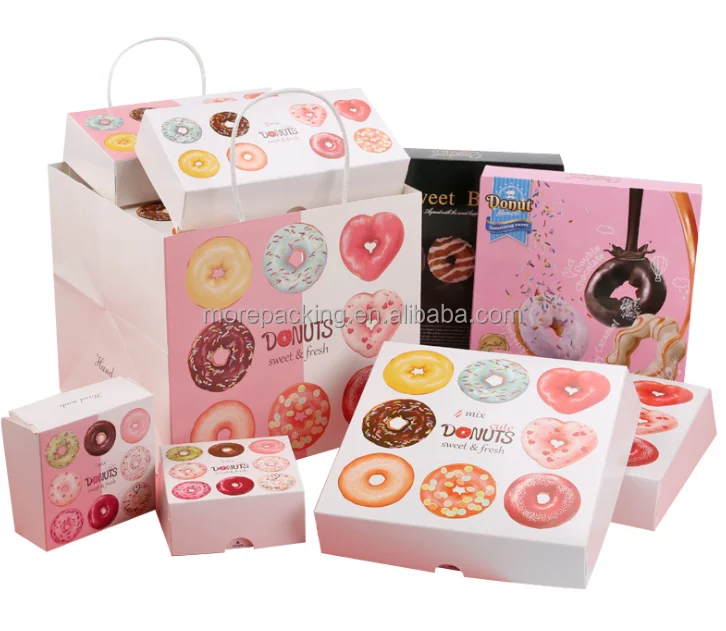 Wholesale Custom Christmas Pink Bakery Cake Donuts And Cookie Doughnut Box Packaging