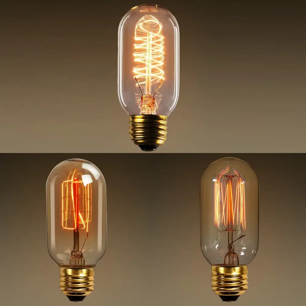 110V E26 Edison Light Bulbs T45 40w Vintage Antique Tungsten Filament Incandescent Bulb