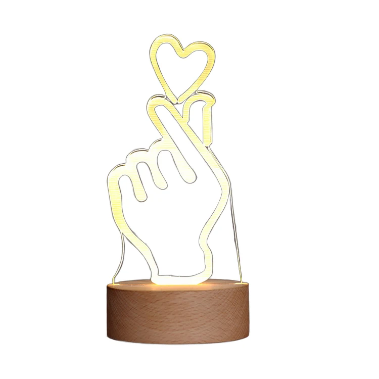 Wholesale 3D Acrylic Night Light Lighting Fixtures Table Lamps Creative Wooden Light Portable USB Table Lamp Room Home Decor