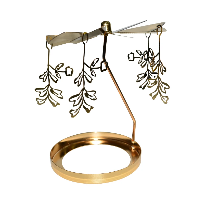 Vintage Creative Romantic Metal Fairy Rotating, Candlestick Spinning Tealight Carousel Candle Holder Spin