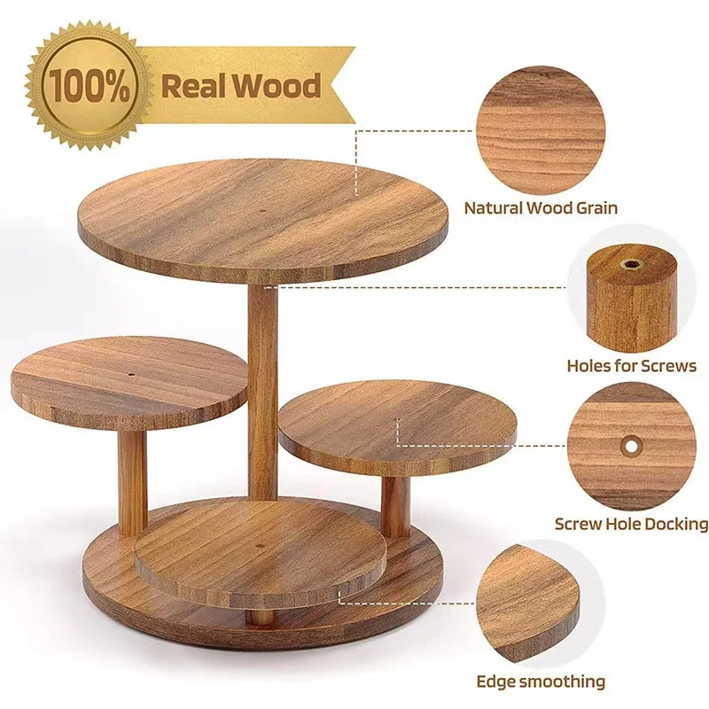 Wholesale Wedding Party 3 Tiers Round Shape  Cake Display Stand Accessory Wooden Original Wood Color Cake Stand
