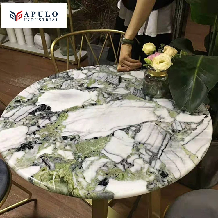 Apulo Brand China Calacatta Verde Colorful Connect Ice Jade Marble Cold Emerald Jade Ice Green Marble for House White Beauty