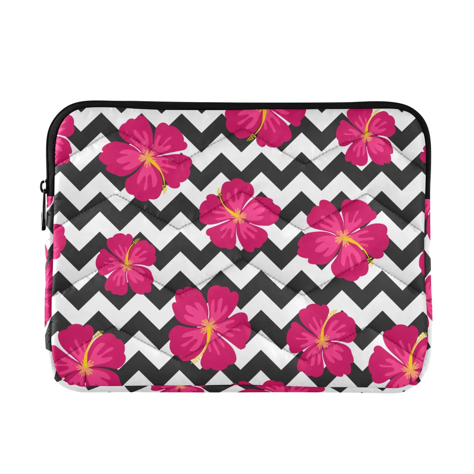 14 inch Slim Soft Quilted Polyester Custom Flower Design Protective Case Women Laptop Sleeve Case With Zipper