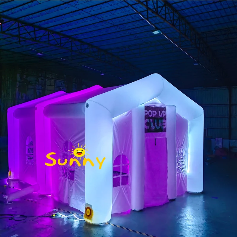 Customized Portable Inflatable-nightclub With Lights White Inflatable Nightclub Light Tent