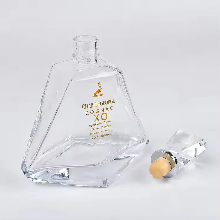 Customized Fancy Luxury Empty Wine Bottles For Gin rum brandy spirit whisky vodka Glass Bottle With Stopper