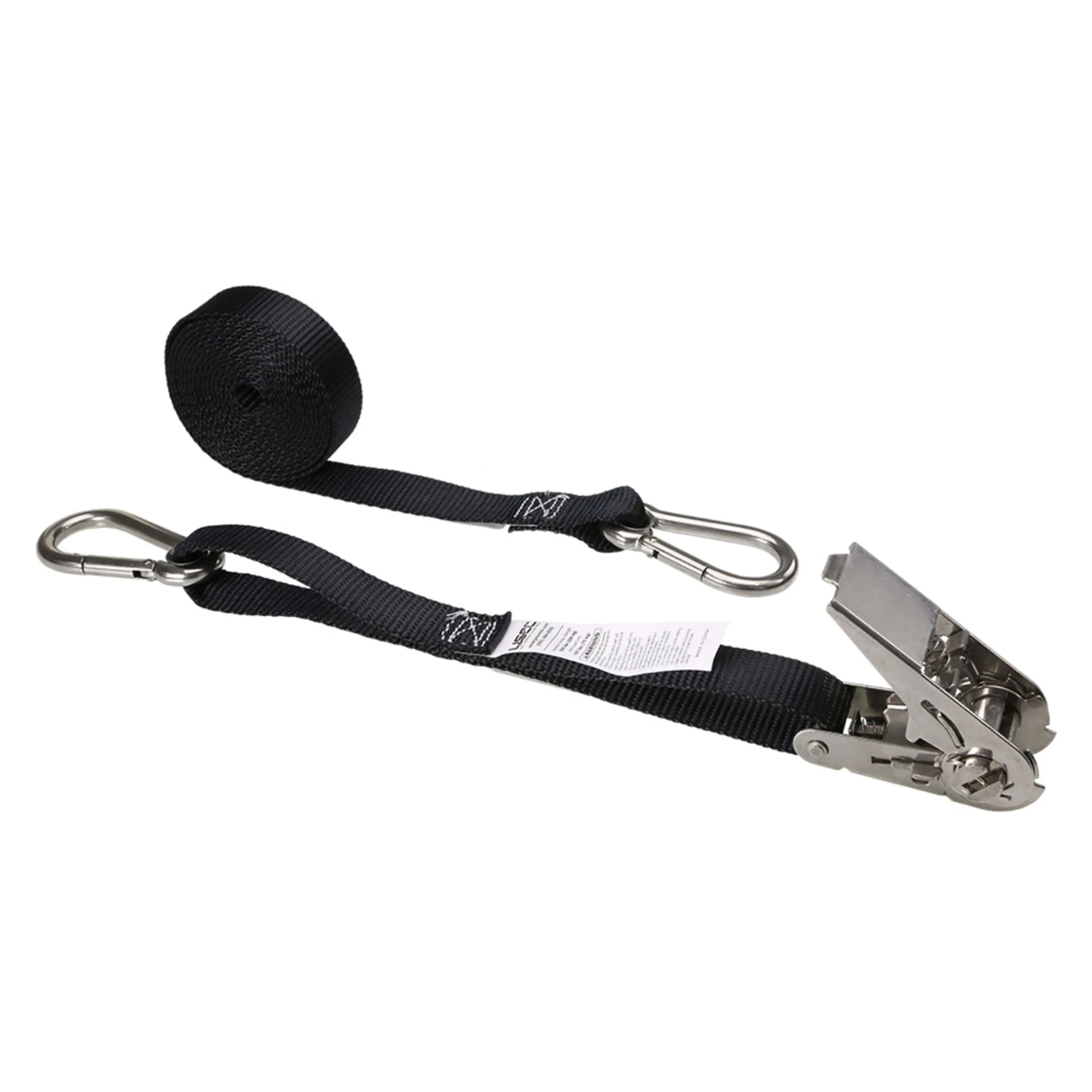 Black Ratchet Strap Tensioner For Container Lashing With spring snap hook
