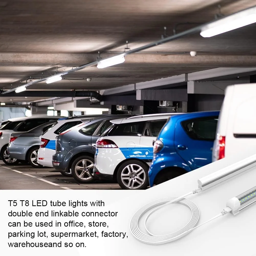 JESLED T5 T8 Extension Cords 1ft/2ft/3ft/4ft/5ft/6ft/10ft Linkable Wire Cable Connector Cords LED Integrated Tube Light Fixture