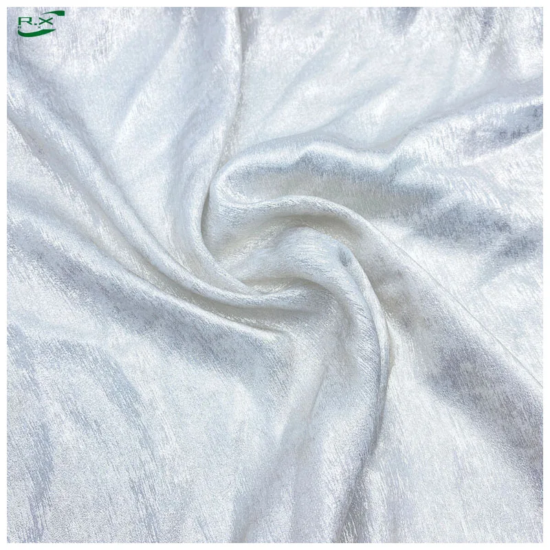 recycled polyester white metallic silky satin heavy shiny fabric for dresses