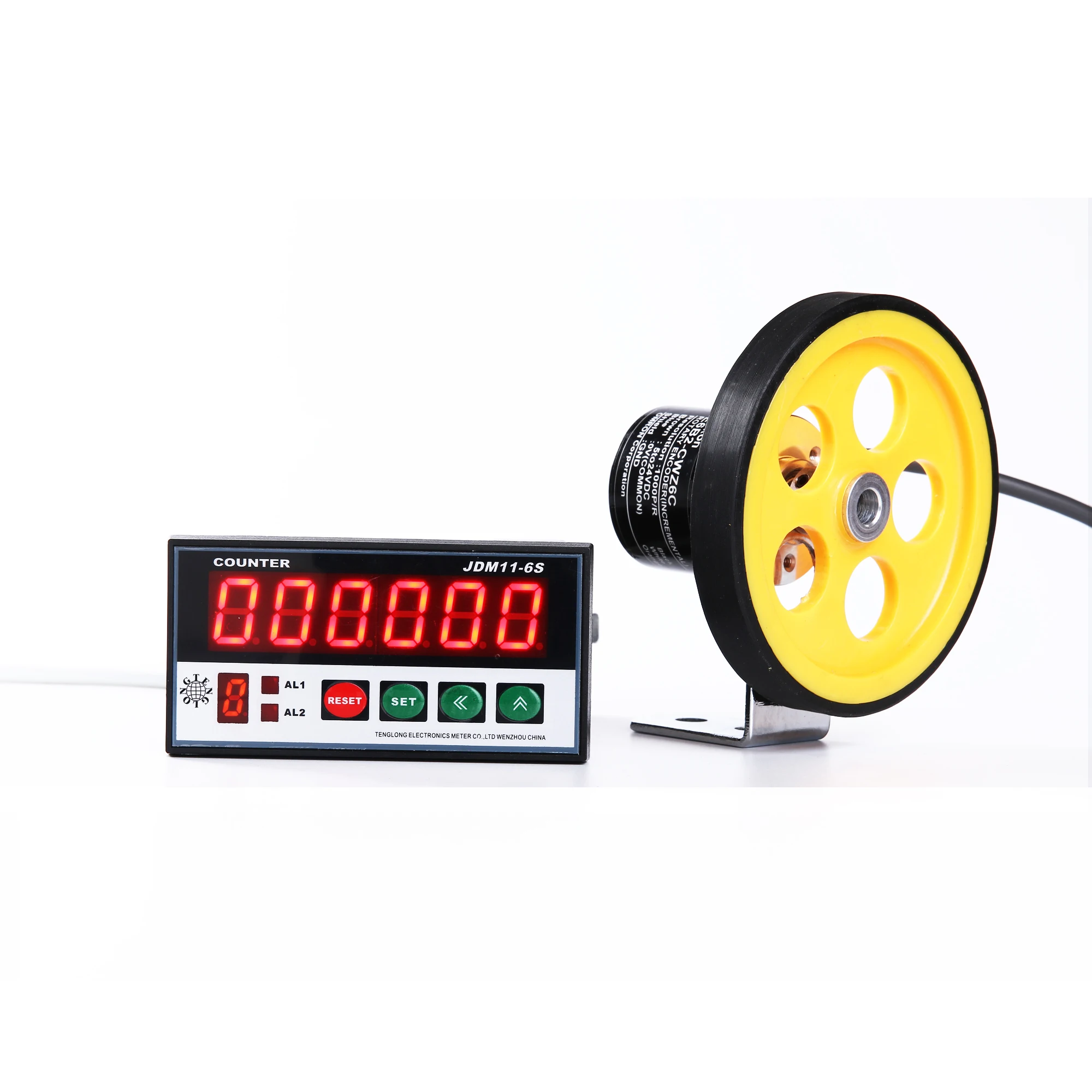 Cable length meter measuring  instrument wheels yard counter controller with display and relay output
