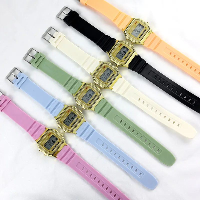 New plastic electroplating F91 alarm clock electronic watch fashion simple reloj LED colorful cold light electronic watch