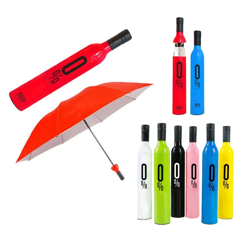 Wholesale  promotional shape wine folding  bottle umbrella  for promotional gifts custom logo