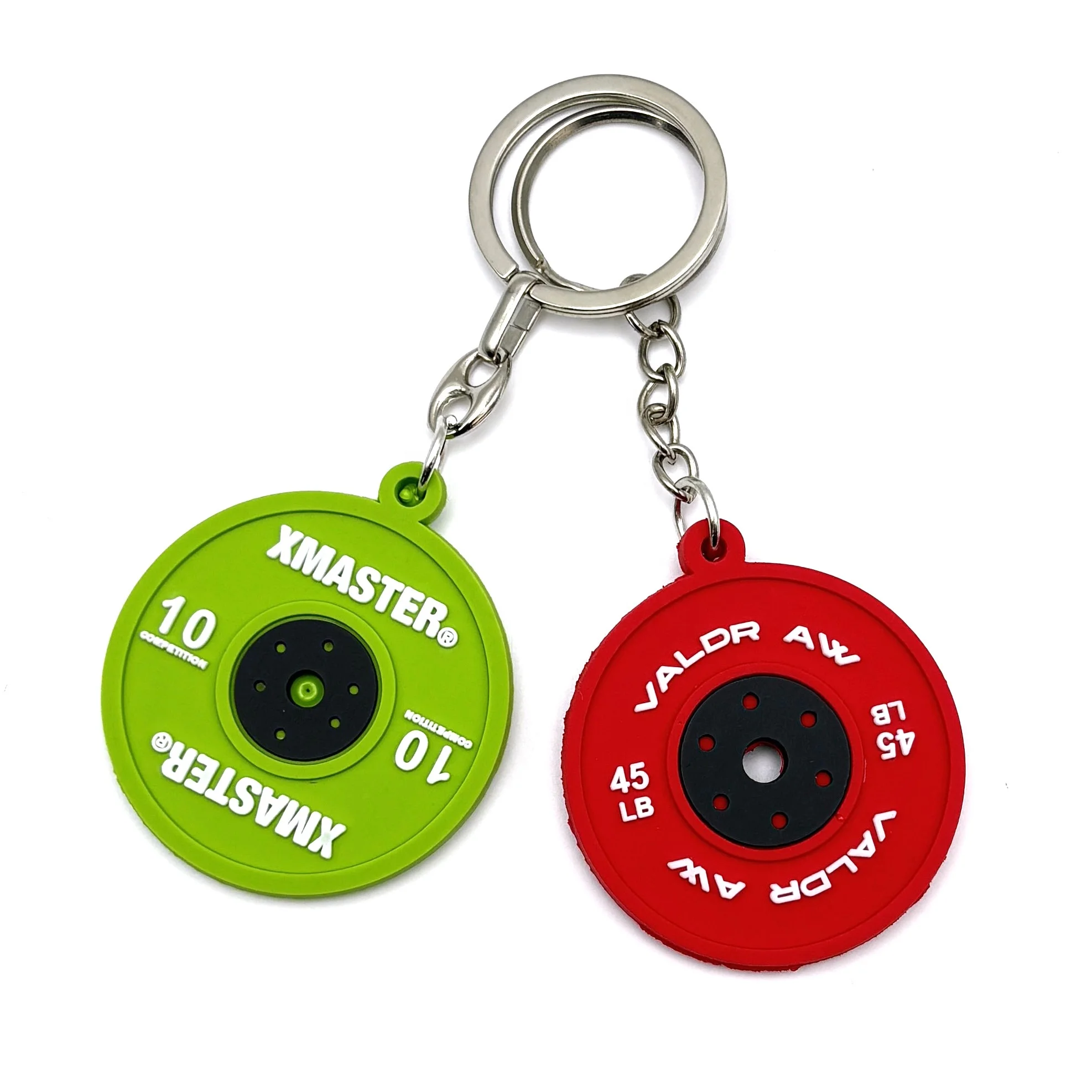 Custom 3D Gym Keychain Double Side PVC Rubber Fitness Dumbbell Keychain Pvc Rubber Keychains Key Ring With Logo