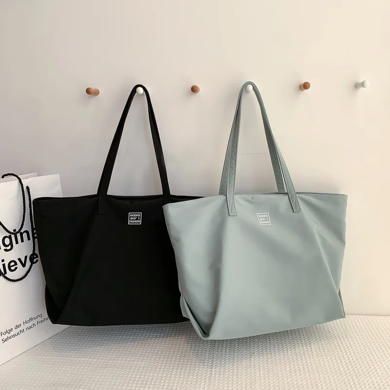 top quality Classroom commuting waterproof nylon tote bag custom baby pink large casual shoulder canvas bag with inner pocket