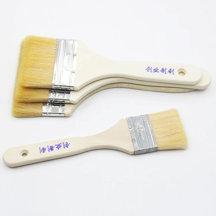 Industrial DIY Grade Goat Hair Wall Paint Brushes Chip Paint Brushes Wood  Handle Polishing Brushes-Customizable  Synthetic
