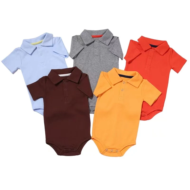 Infant baby clothing summer polo short-sleeved cotton multicolor soft boys girls romper newborn toddler baby clothes