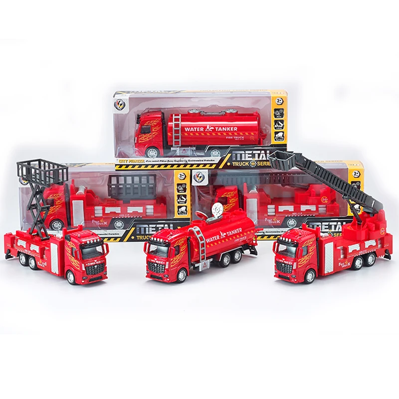High Quality 1:32 Die Cast Model Military & Fire Engineering Vehicle Truck Pull Back Metal Car Toy For Children