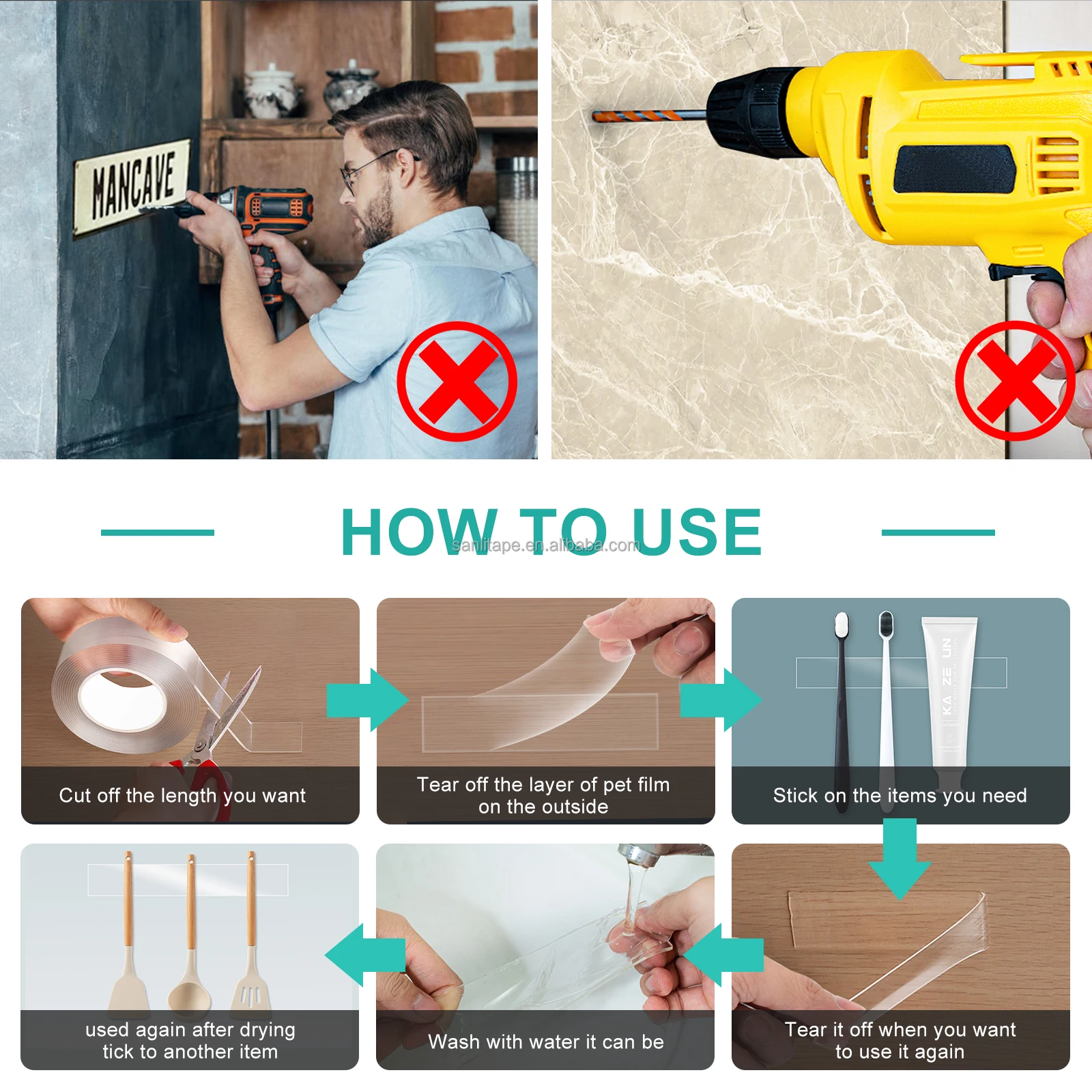 Double Sided Tape Heavy Duty Mounting Picture Hanging Adhesive Strips DIY